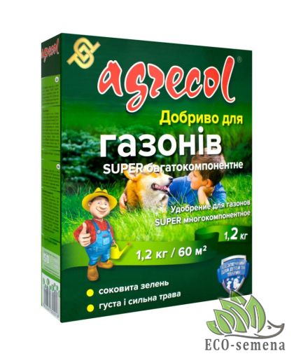 Удобрение Agrecol для газона super многокомпонентное (NPK 20.5.9) 1,2 кг