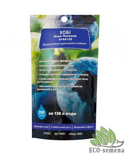 Удобрение Хобби Нова Пекацид (NPK 0.6.20) 200 г