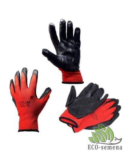 Перчатки стрейчевые Вулкан (нейлоновые) с ПВХ-нанесением (красно-черные)