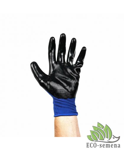 Перчатки трикотажные SIZE-10 синые с латексным покрытием.