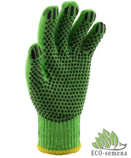 Перчатки х/б с нанесением ПВХ-точки (зеленые)